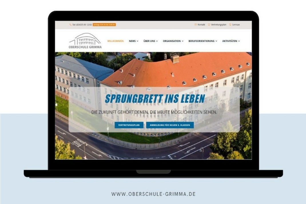 Neue Webseite Oberschule Grimma. Quelle: Stadtverwaltung Grimma