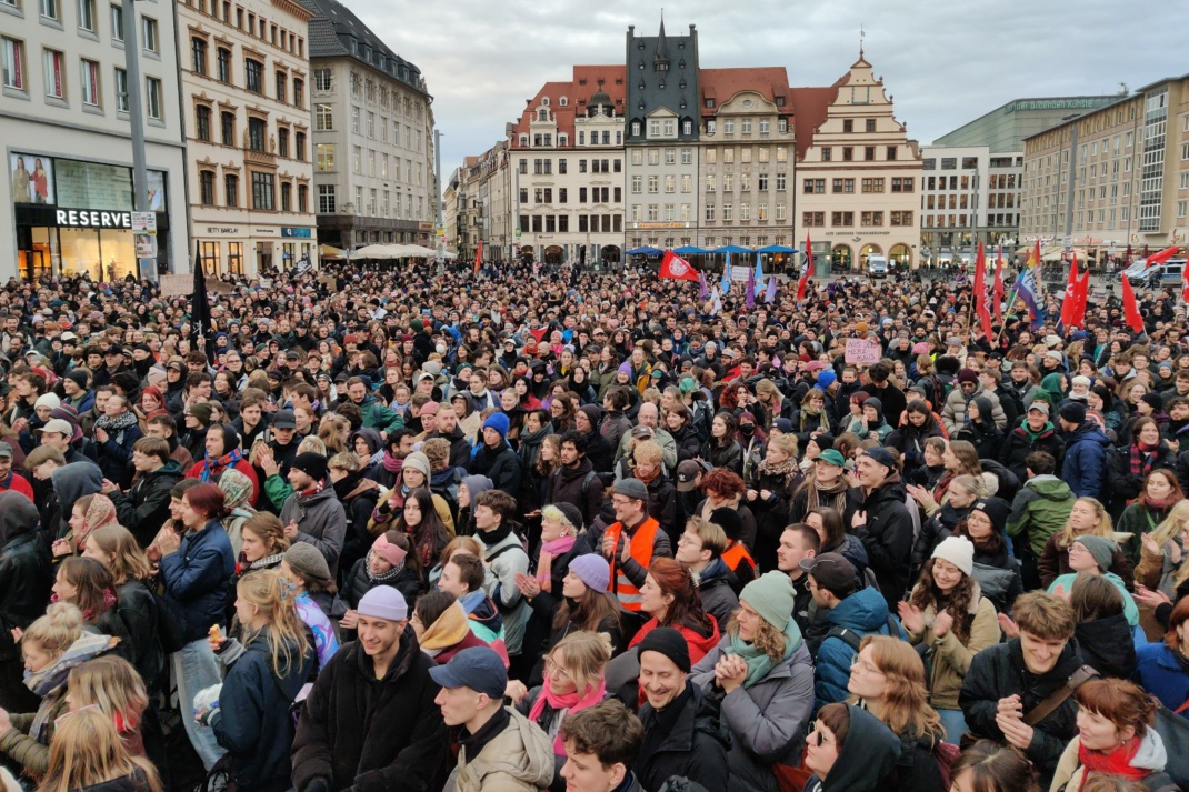 Protest gegen die CDU am 30. Januar 2025 in Leipzig. Foto: Gregor Wünsch