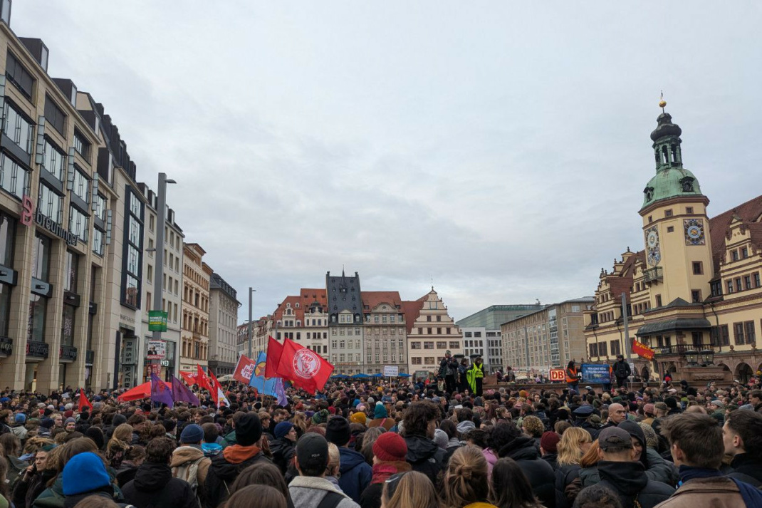 Demo auf dem Markt von Leipzig.