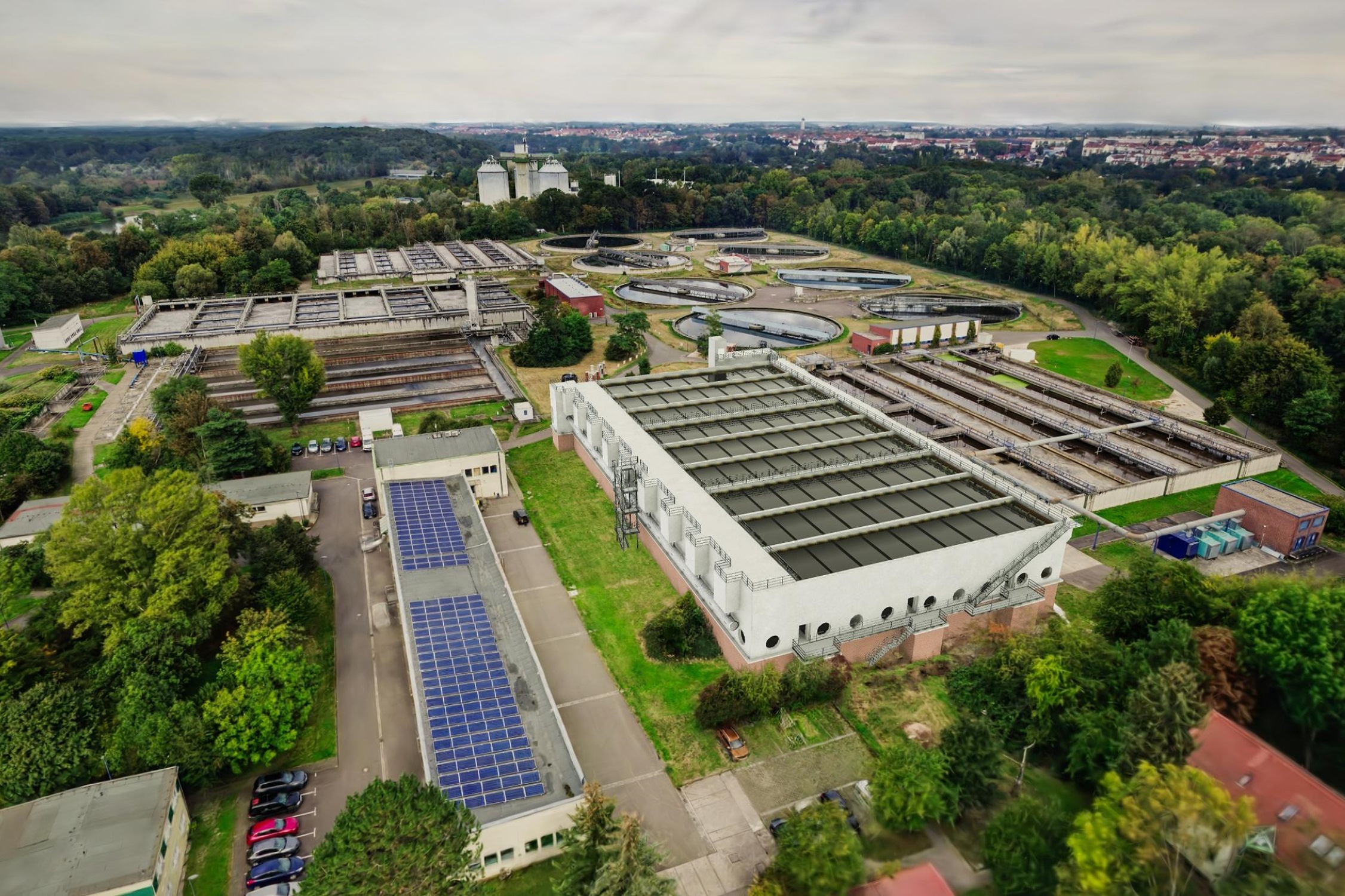 Innovativ: Auf das Belebungsbecken wird die neue Nachklärung oben aufgesetzt. Foto: Leipzig Gruppe