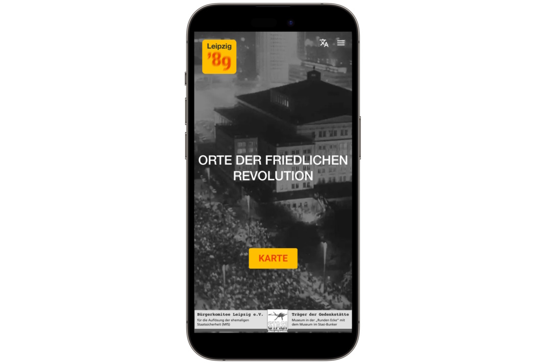 Das Startbild der App "Leipzig '89".Foto: Runde Ecke