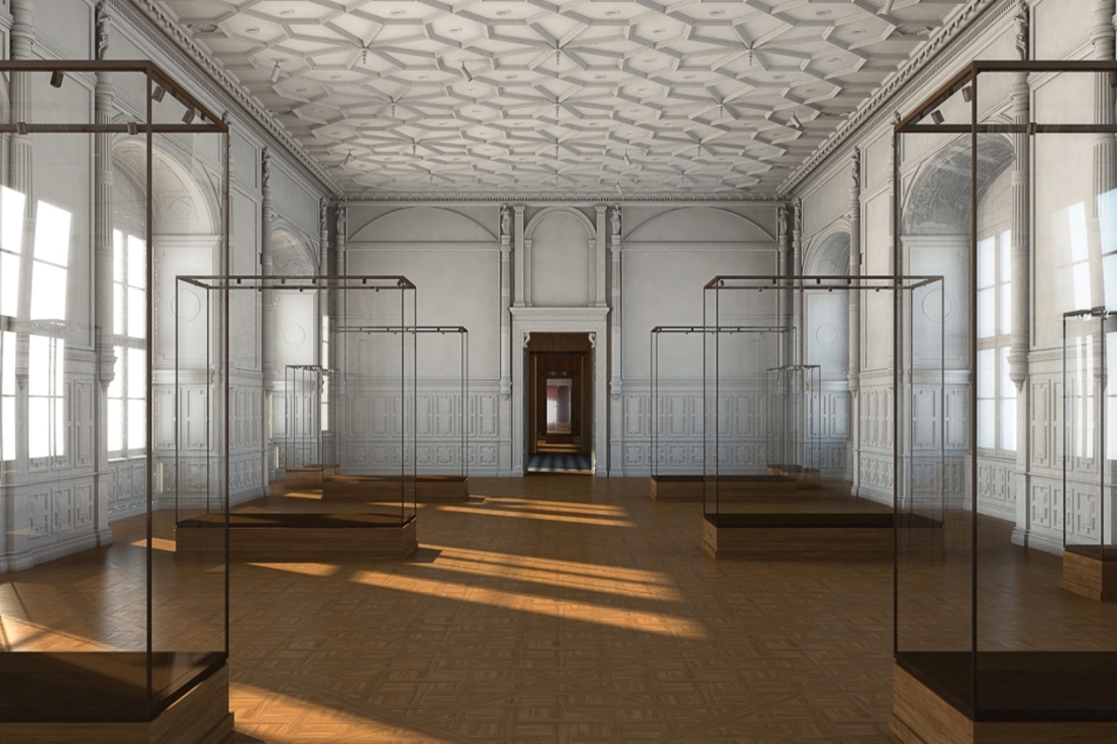 Großer Ballsaal im Residenzschloss Dresden. Visualisierung:  Heine+Mildner Architekten