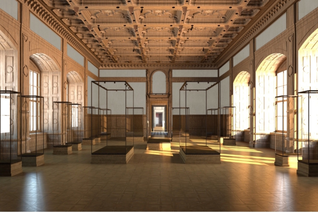 Propositionssaal im Dresdner Residenzschloss. Visualisierung: Heine+Mildner Architekten