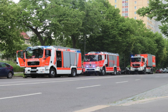 Feuerwehreinsatz wegen Brand am Dösener Weg. Foto: Lucas Böhme