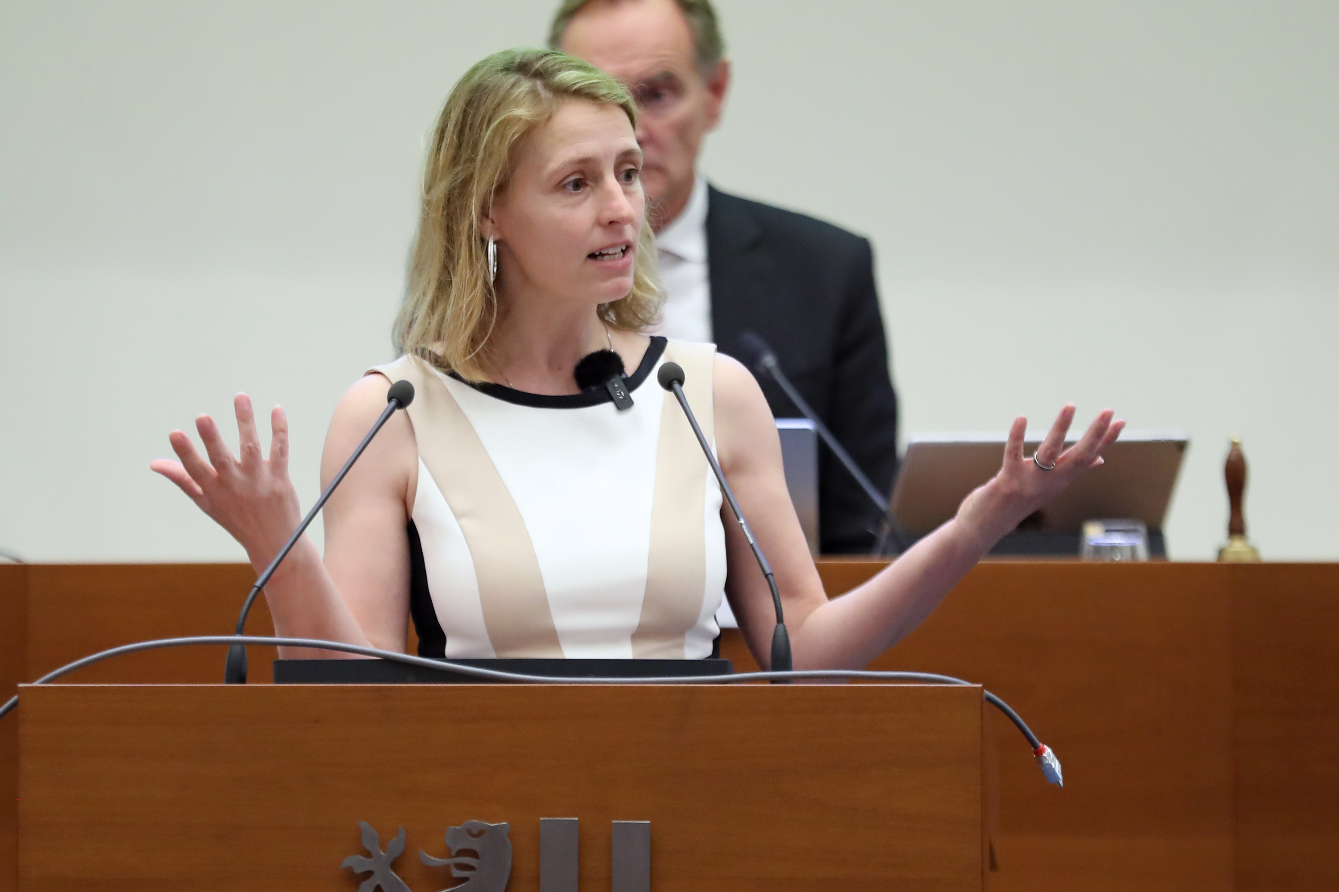 Frau Franziska Riekewald (Die Linke) im Leipziger Stadtrat am 25.06.25. Foto: Jan Kaefer