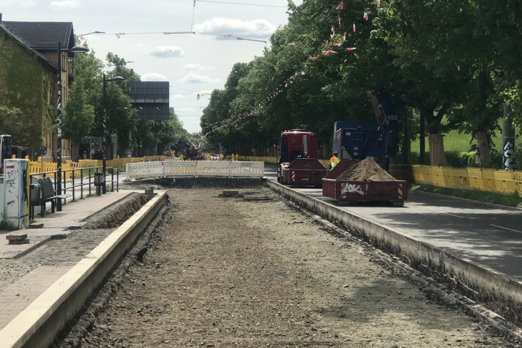 Baustelle auf der Prager Straße. Foto: LZ