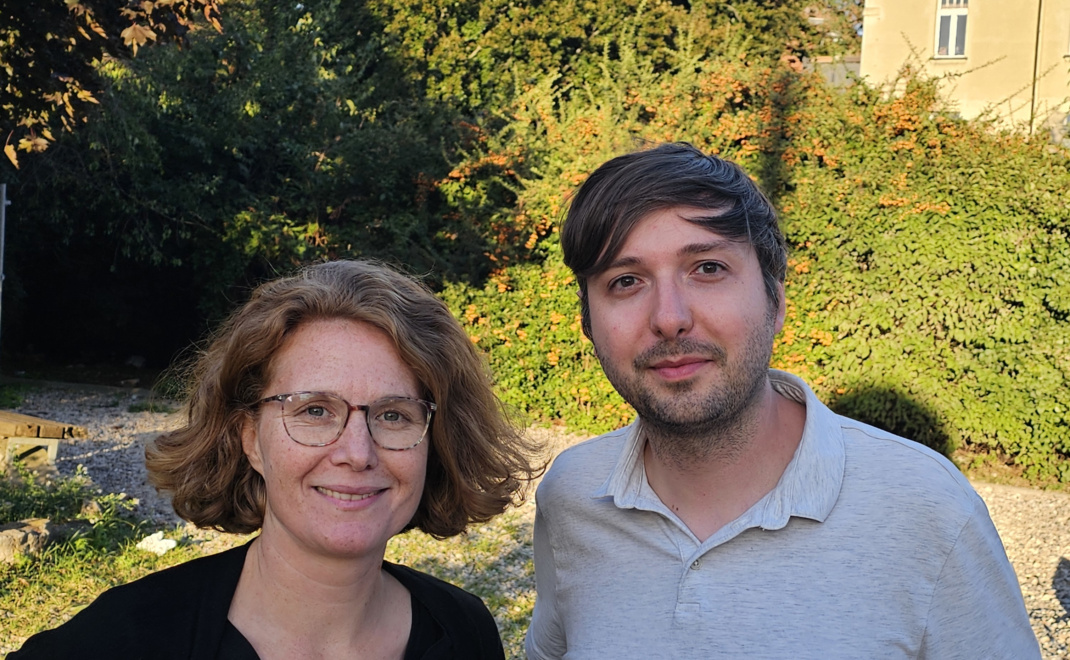 Vorsitzende Die Linke Leipzig Nina Treu und Johannes Schmidt