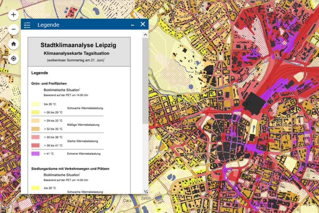 Karte zur Hitzebelastung.