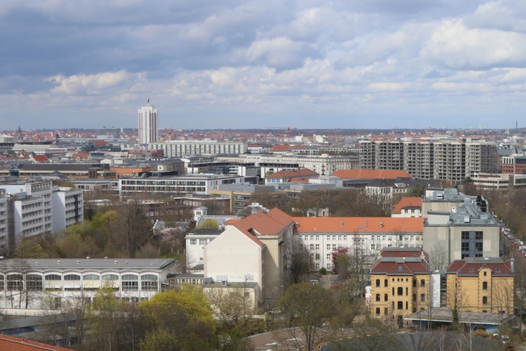 Blick über die Stadt Leipzig.