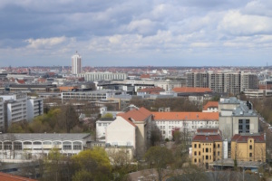 Blick über die Stadt Leipzig.