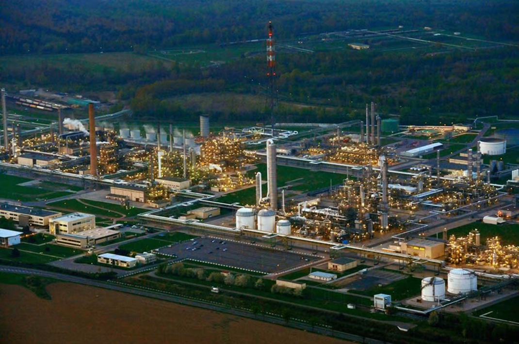 Der Standort Böhlen von Dow Chemical, Luftaufnahme.