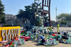 Öffentliche Aktionen wie diese machen auf die Verhandlungen in Genf aufmerksam. Foto: Annika Jahnke / UFZ