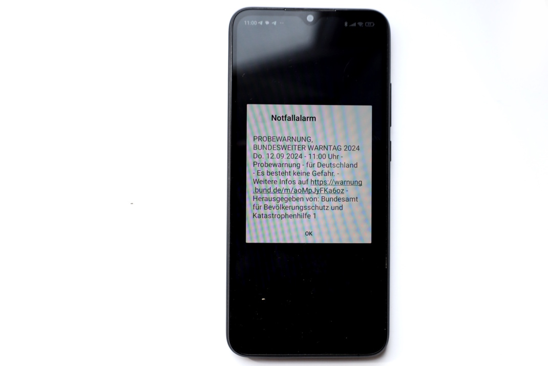 Handy-Meldung am Warntag 2024.