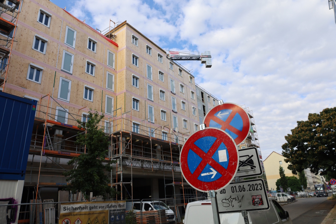 Aktuelles Holzbauprojekt in der Alfred-Kästner-Straße / Ecke Bernhard Göring-Straße.