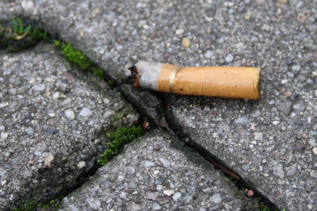 Zigarettenstummel, Nahaufnahme.