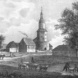 Eine historische Abbildung der Dorfkirche Knautnaundorf um 1850 (Gemeinfrei, https://commons.wikimedia.org/w/index.php?curid=916316)