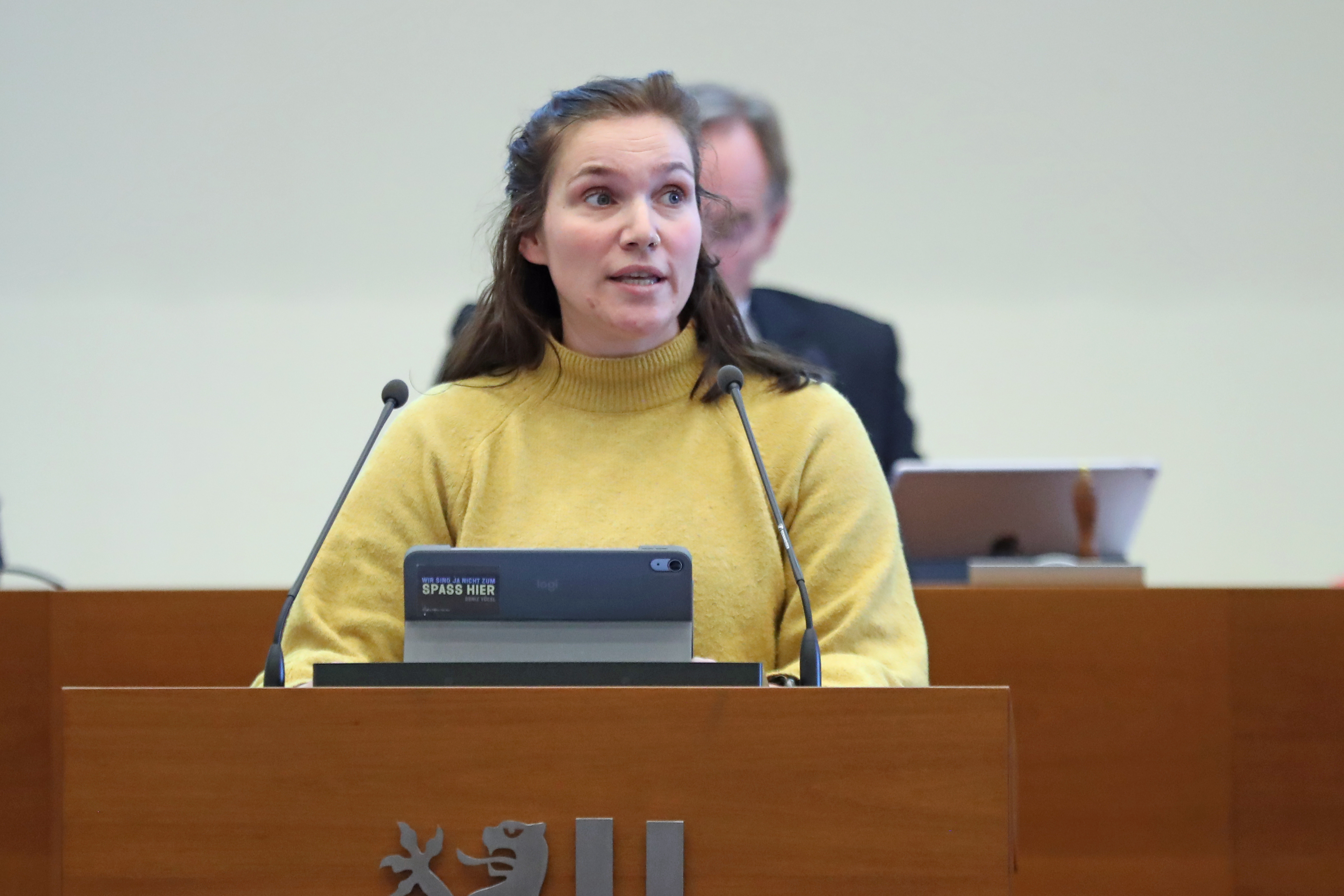 Frau Chantal Schneiß (Bündnis 90/Die Grünen) im Leipziger Stadtrat am 29.10.25. Foto: Jan Kaefer