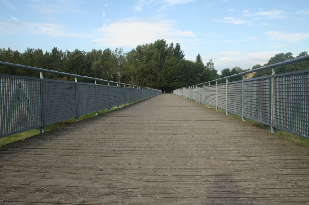 Der mit Holzböhlen belegte Luppensteg.