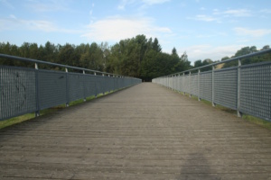 Der mit Holzböhlen belegte Luppensteg.