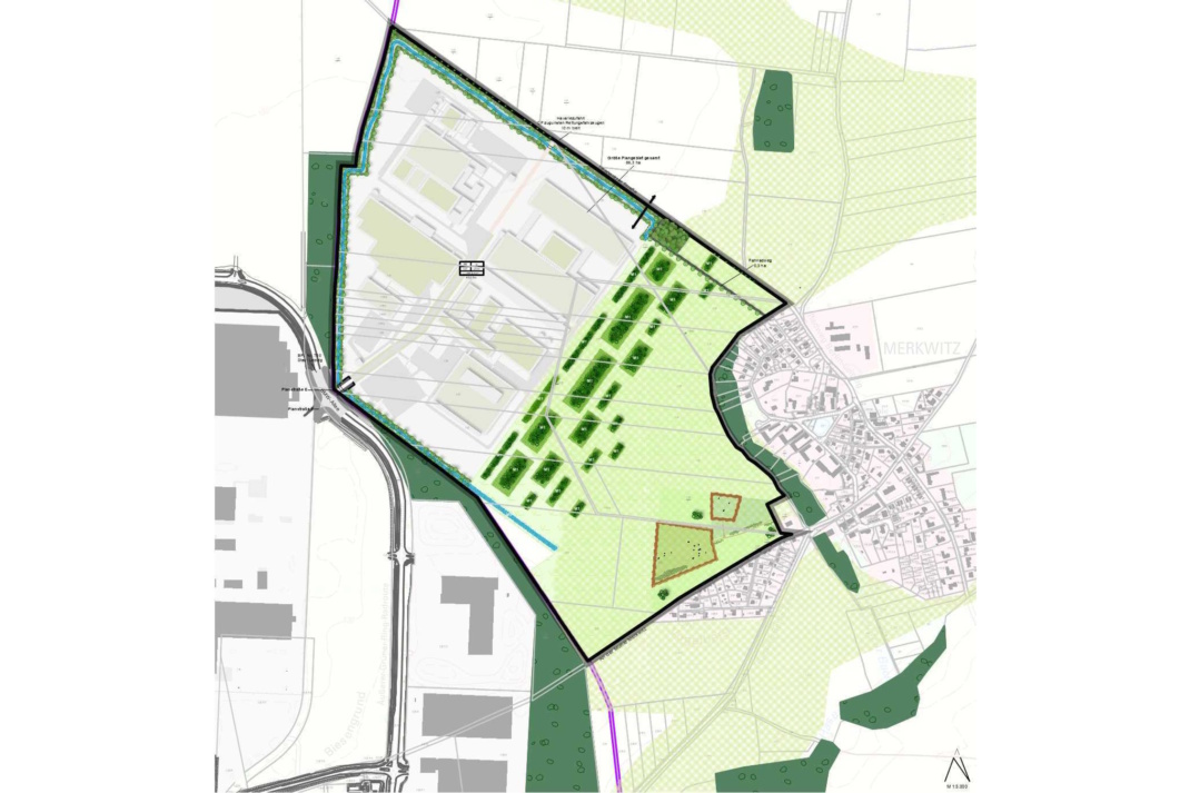 Städtebauliches und grünordnerisches Konzept für das Industrie- und Gewerbegebiet Merkwitz. Karte: Stadt Taucha