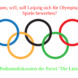 Olympische Ringe, Schriftzüge.