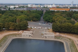 Der Platz vorm Völkerschlachtdenkmal aus der Vogelperspektive. Foto: Marko Hofmann