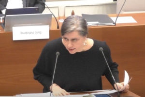 Linke-Stadträtin Mandy Gehrt am 18. Dezember in der Ratsversammlung. Foto: Videostreamn, Screenshot LZ