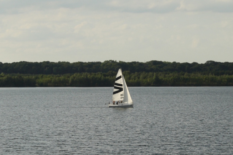 Segelboot auf dem Cospudener See. Foto: Ralf Julke