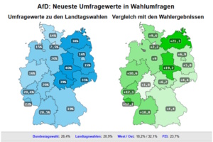 AfD-Werte in den jüngsten Wahlumfragen.