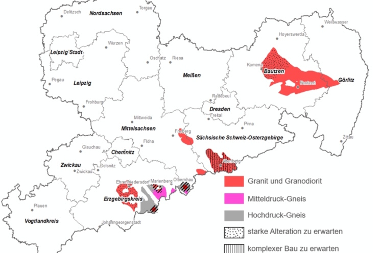 Das Prüfergebnis des LfULG zur Endlagersuche in Sachsen. Karte: Freistaat Sachsen, LfULG
