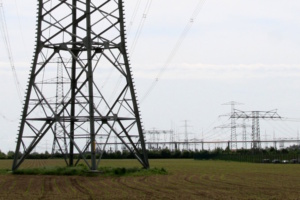Überlandleitungen verteilen den Strom über weite Strecken. Foto: Matthias Weidemann