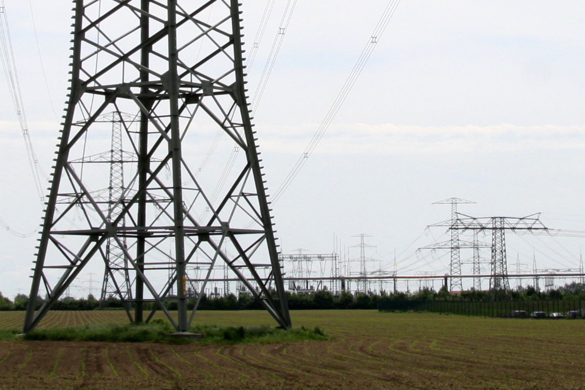 Überlandleitungen verteilen den Strom über weite Strecken. Foto: Matthias Weidemann