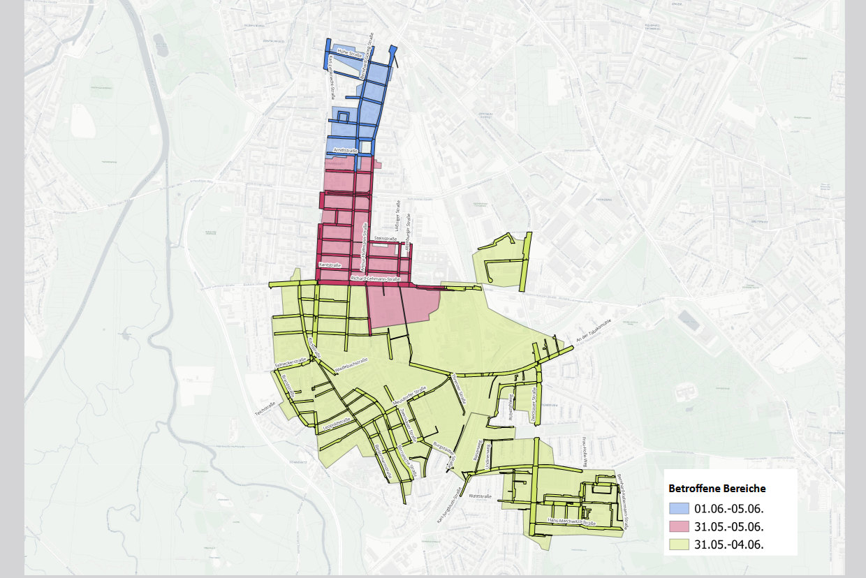 Warmwasser-Unterbrechung in Teilen der Stadtbezirke Mitte und Süd