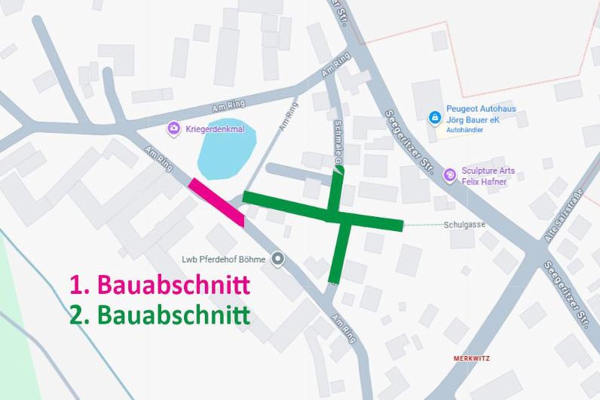 Taucha: Straßensperrungen in Merkwitz aufgrund von Bauarbeiten