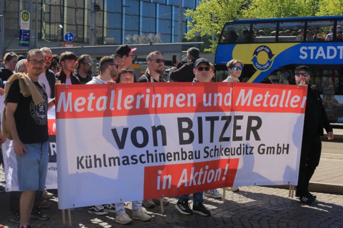 IG Metaller in Aktion. Foto: Alexander Böhm