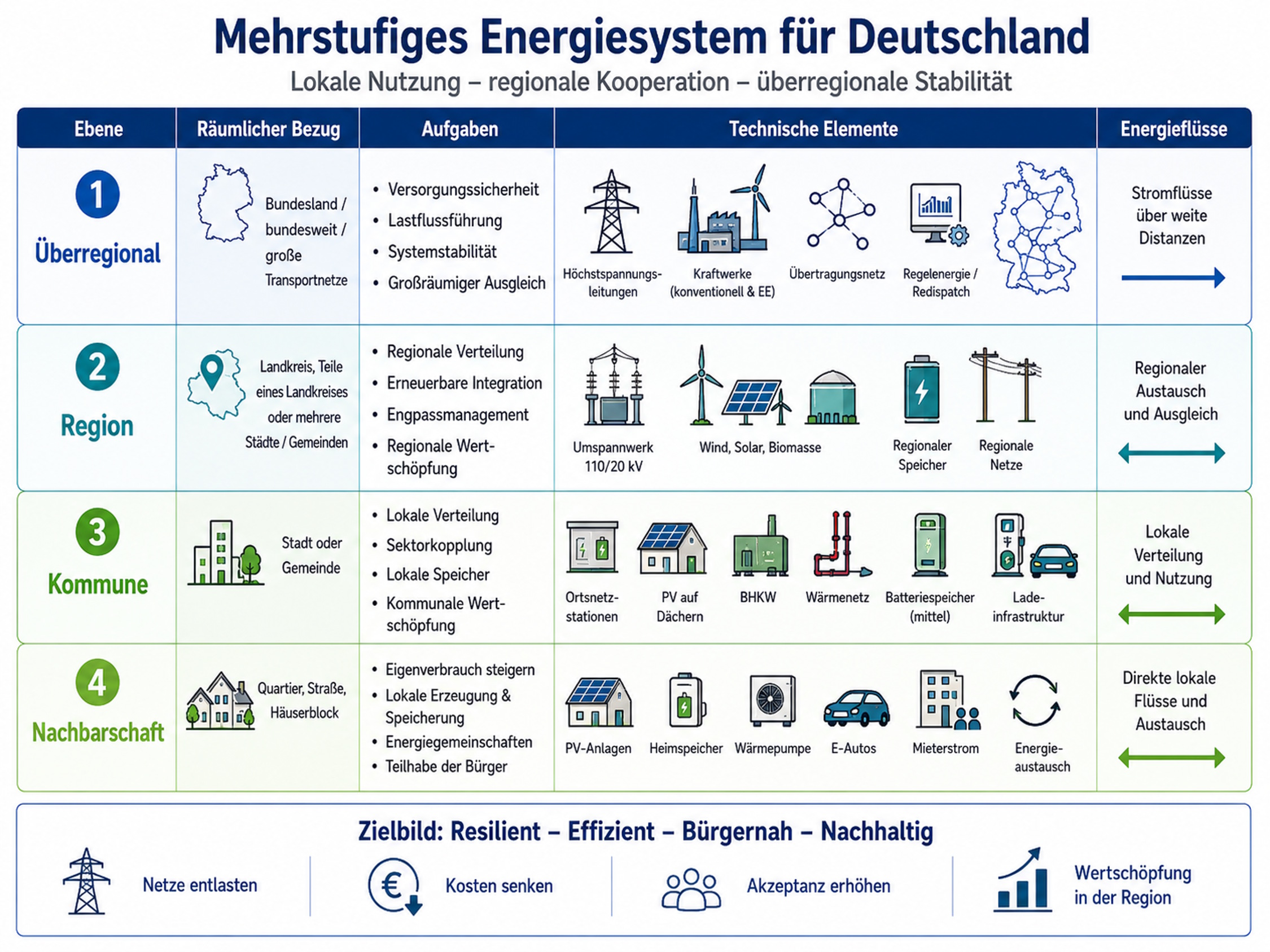 Ein mehrstufiges Energiesystem, für Deutschland. Grafik: Philipp Schnabel