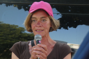 Juliane Nagel (Die Linke) bei ihrer Ansprache. Demonstration gegen das neue Sächsische Polizeigesetz, 20.06.2026. Foto: Lucas Böhme