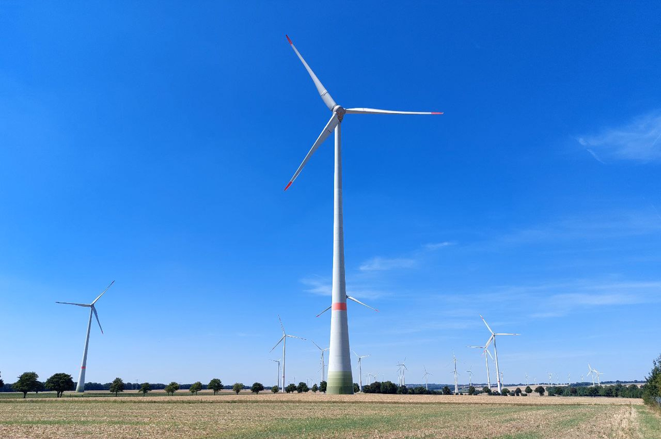 Gut sichtbar: Windräder auf freiem Feld. Foto: Sabine Eicker