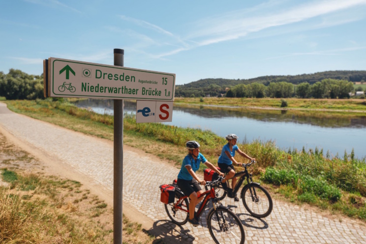 Der Elberadweg in Coswig bei Dresden in Sachsen. Foto: Tourismusverband Sächsische Schweiz, Felix Meyer