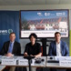 VKU-Geschäftsführer Dr. Florian Gräßler, VSWG-Vorstand Mirjam Philipp und Verbandsdirektor Alexander Müller vom vdw Sachsen bei der gemeinsamen Pressekonferenz (v.l.n.r.). Foto: VSWG