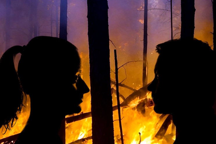 Was tun, wenn die Krisen einfach nicht mehr aufhören? Grafik: Dominic Memmel unter Verwendung von pixabay.com/photos/breakup-divorce-separation-908714/ und https://pixabay.com/illustrations/forest-fire-forest-climate-change-8681954/