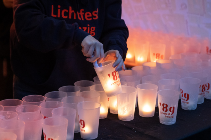 Lichtfest Leipzig in Gedenken an die Friedliche Revolution 1989. 09.10.2026. Foto: Jan Kaefer