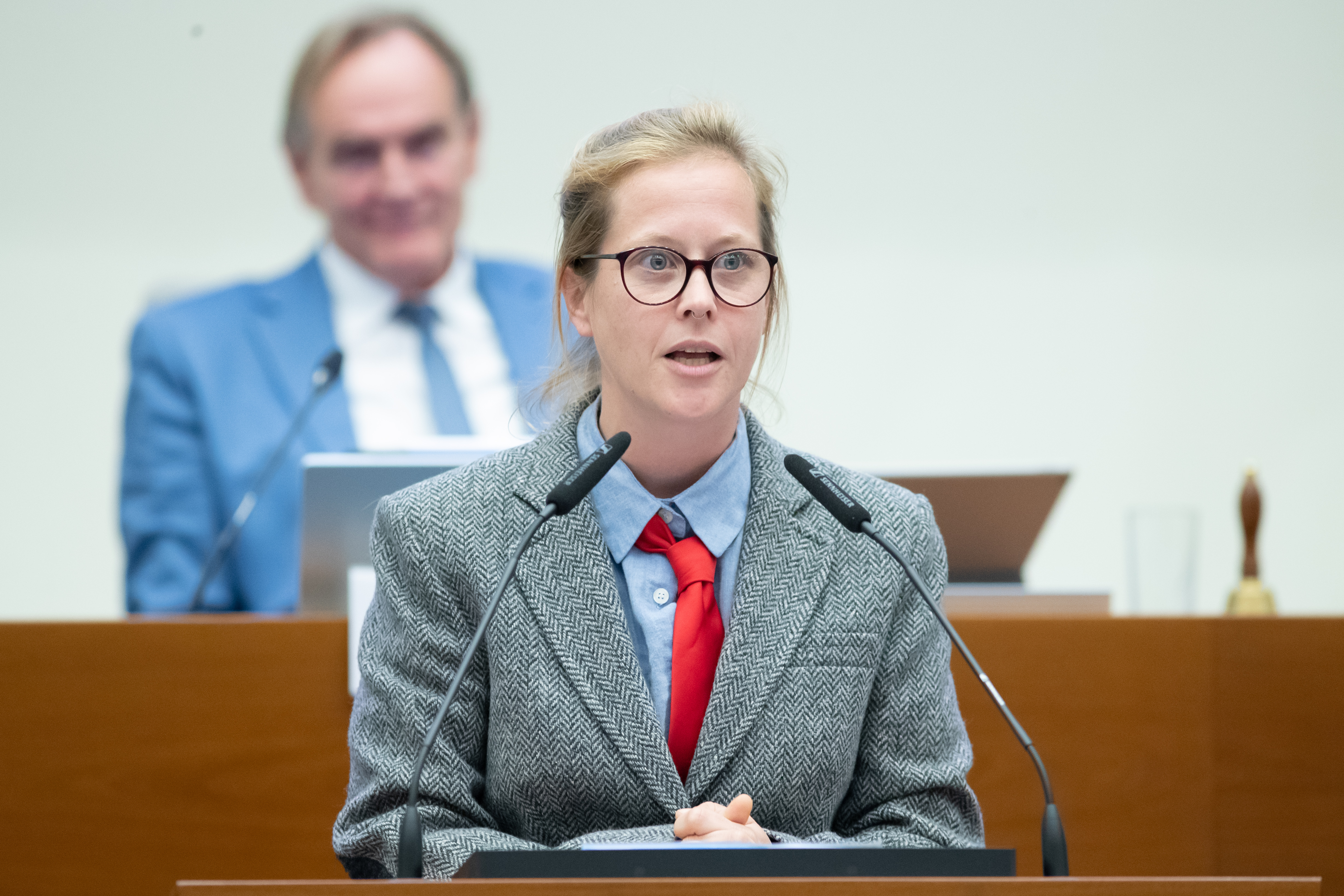 Katharina Subat (Freie Fraktion/Die PARTEI) im Leipziger Stadtrat am 30.09.2026. Foto: Jan Kaefer