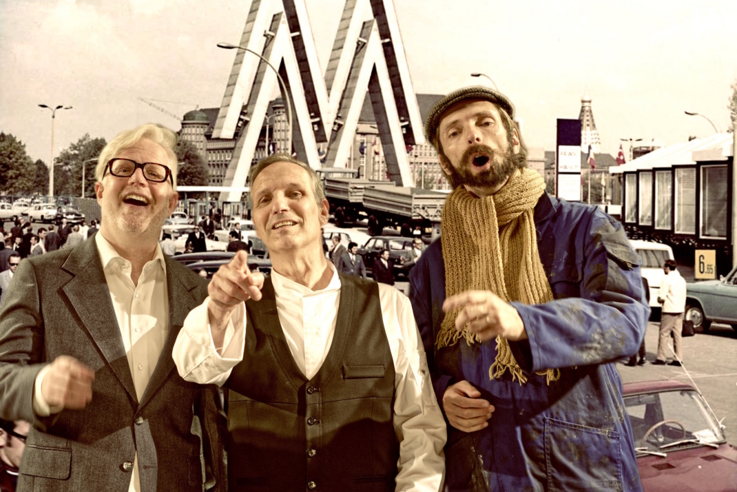 Adolf auf der Mustermesse – mit Claudius Bruns, Armin Zarbock, August Geyler. Foto: Armin Zarbock