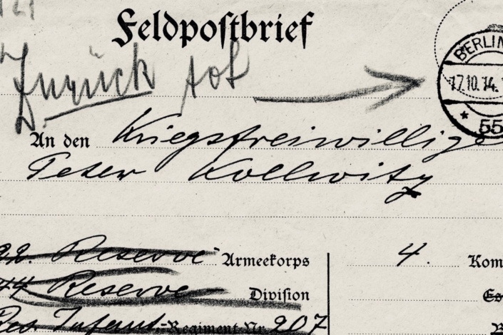 Feldpostkarte "Zurück tot". Foto: Ute Richter
